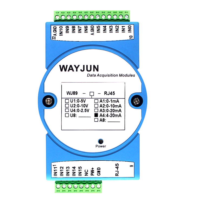 16路4-20mA轉Modbus TCP網絡數據采集模塊 WJ89 