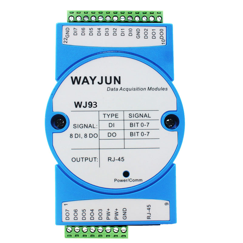 8路DI高速計數器，8路DO支持PWM輸出，Modbus TCP模塊 WJ93