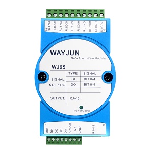 五路DI五路DO，網(wǎng)絡繼電器，Modbus TCP遠程IO模塊 WJ95   